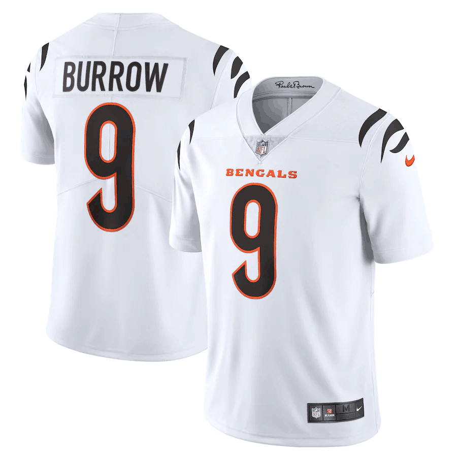 Men's Cincinnati Bengals #9 Joe Burrow 2021 White NFL Vapor Untouchable Limited Stitched Jersey Men's Cincinnati Bengals #9 Joe Burrow 2021 White NFL Vapor Untouchable Limited Stitched Jersey